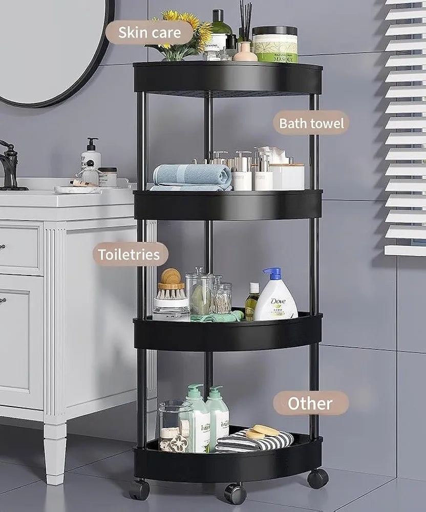 Multipurpose Layer Corner Rack Plastic & Metal Rod (4 Layer)