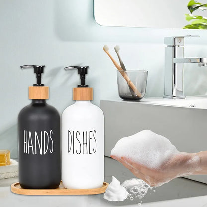 Hand And Dish Soap Dispenser  Glass Material Pair