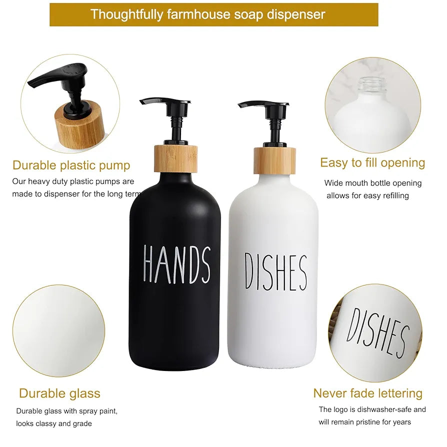 Hand And Dish Soap Dispenser  Glass Material Pair
