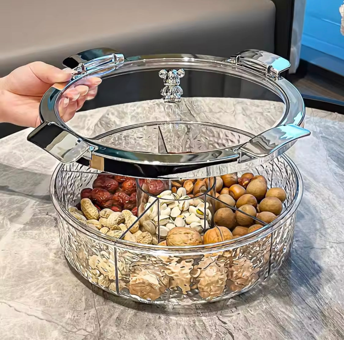 5 Grid Luxury Sealed Snack Tray With Cover
