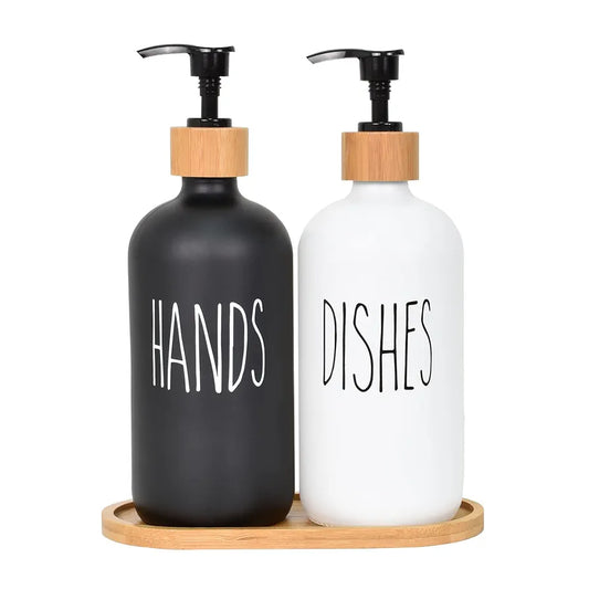 Hand And Dish Soap Dispenser  Glass Material Pair