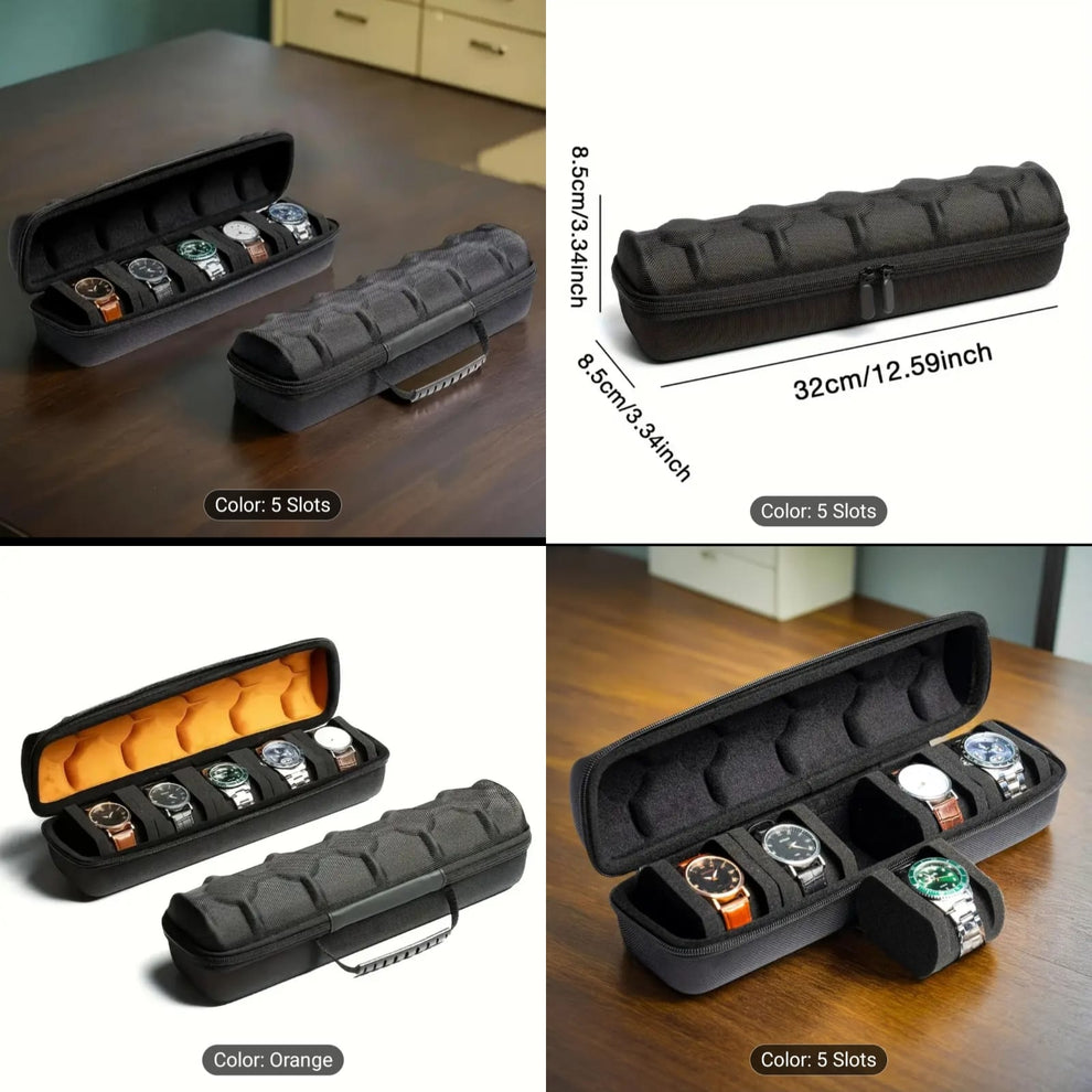 5 Slot Luxury Men's Watch Box - Premium Wristwatch Storage Case