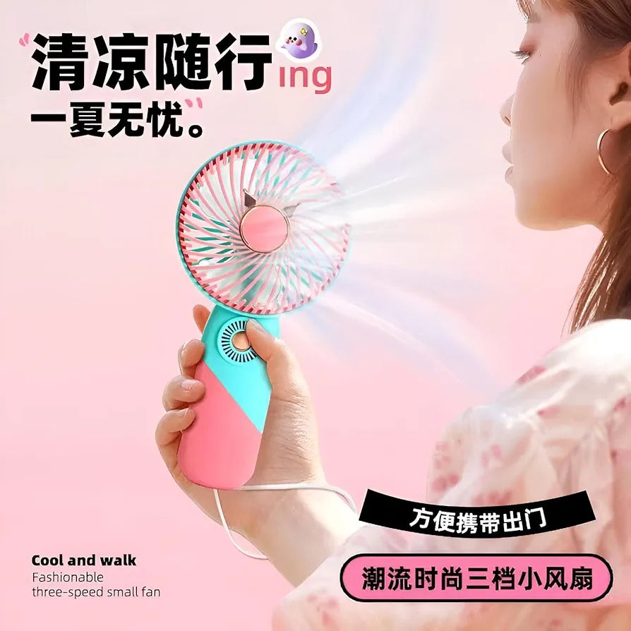 Portable Mini USB Fan Cute Cartoon Design 3 Speed Adjustable