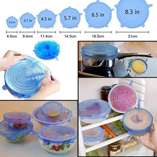 6 Pcs Silicone Covers Lid – Airtight Bowl Cover Lid
