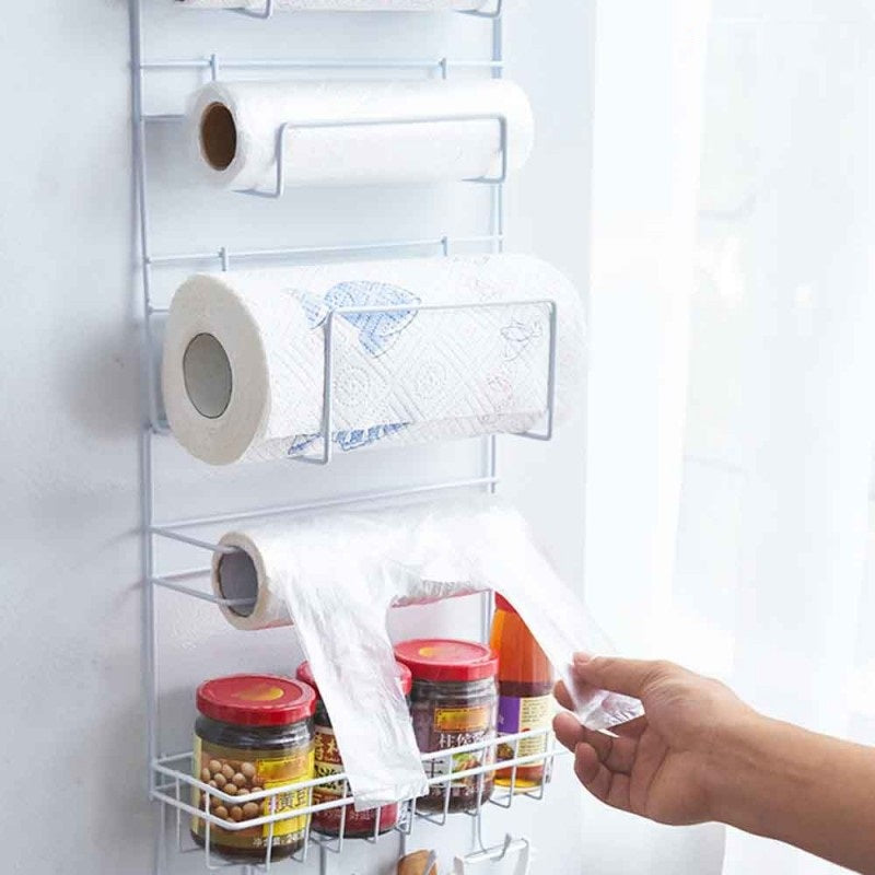 5-Tier Multi-Functional Storage Shelf For Hanging On The Fridge