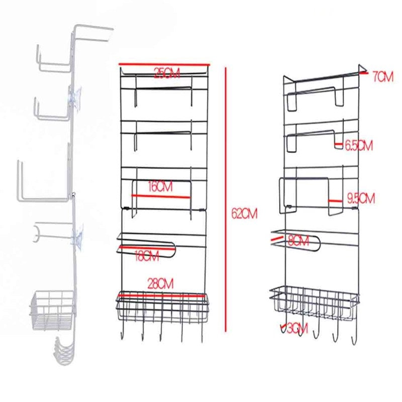 5-Tier Multi-Functional Storage Shelf For Hanging On The Fridge