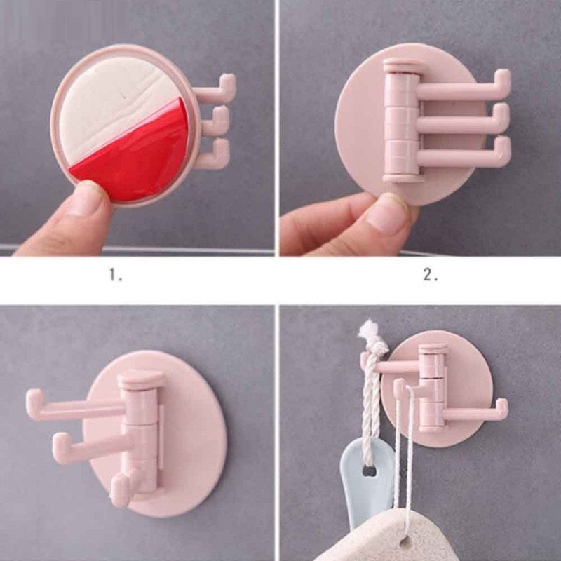 3 Pcs Rotating Adhesive Wall Hook