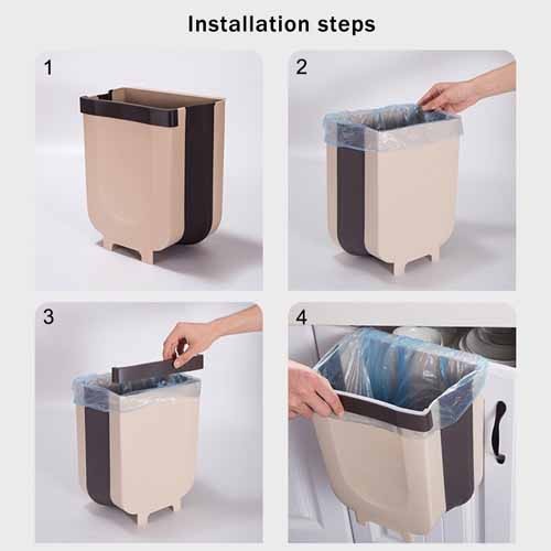 Collapsible Cabinet Door Hanging Trash Bin