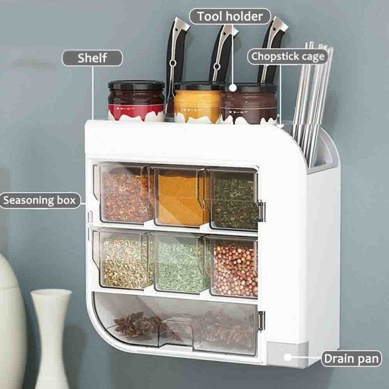 Wall Mounted Multifunctional Seasoning Storage Rack