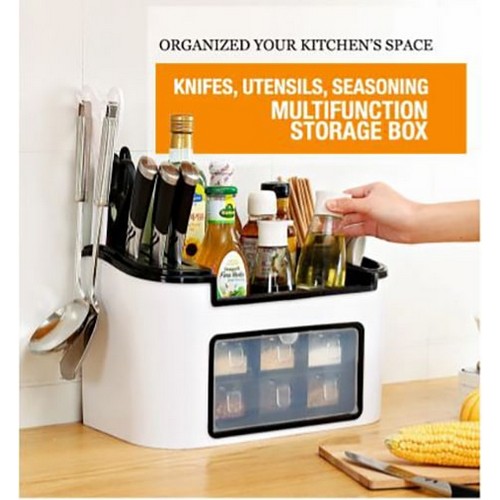 Multifunction Kitchen Utensils And Condiment Storage Rack