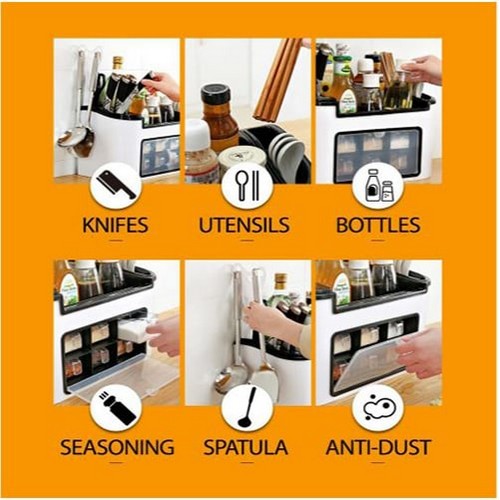 Multifunction Kitchen Utensils And Condiment Storage Rack