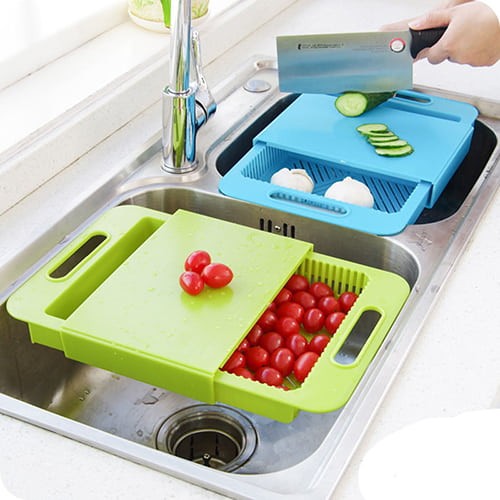 3 In 1 Cutting Board With Drain Shelf