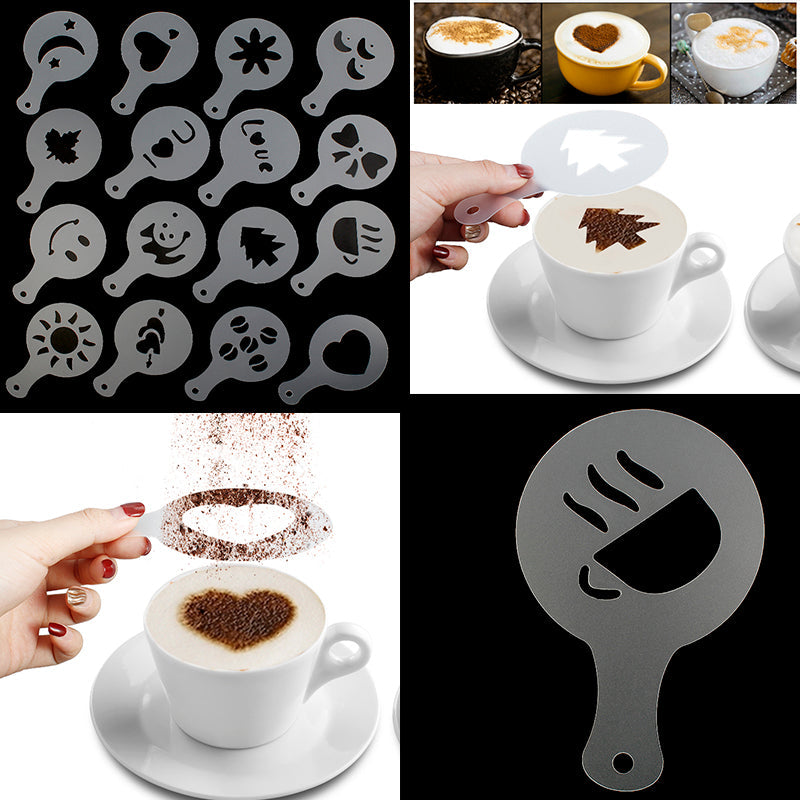 16 PCS Plastic Fancy Coffee Template