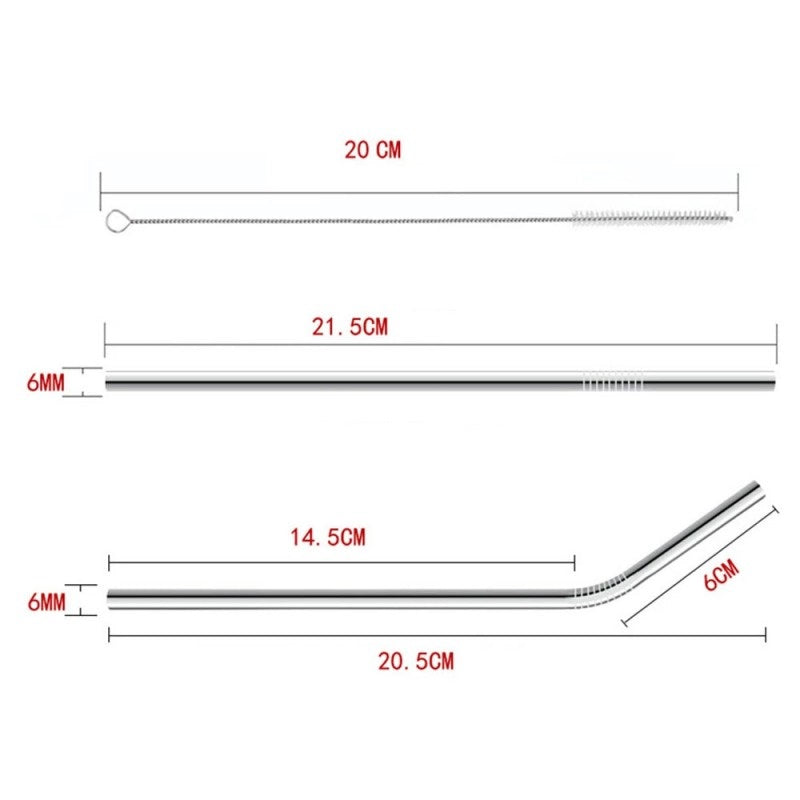 5 Pcs Steel Straws Set Reusable