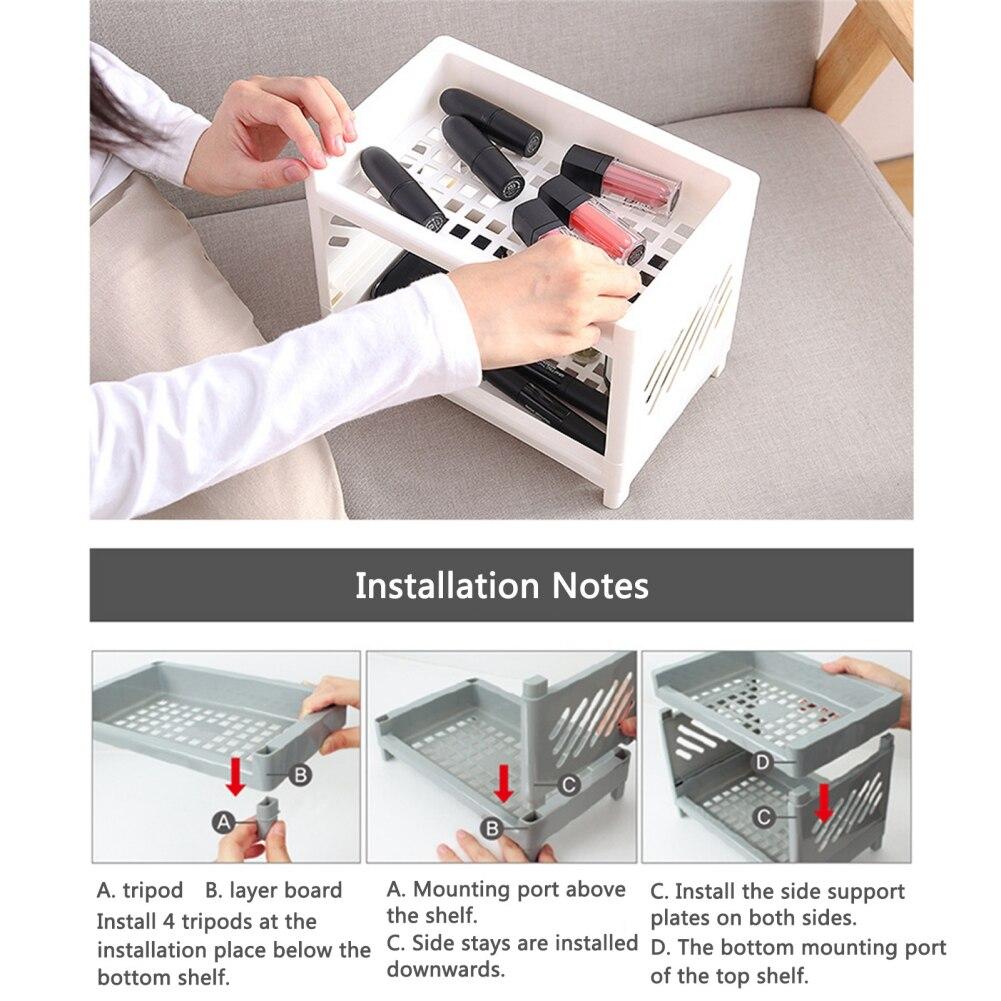 Double Layer Plastic Stroge Organizer Shelf