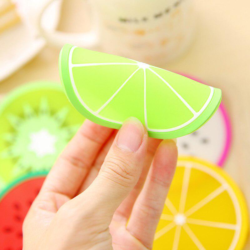 6 pcs Colorful Silicon Fruit Coaster Tea Cup mat Drink Holder