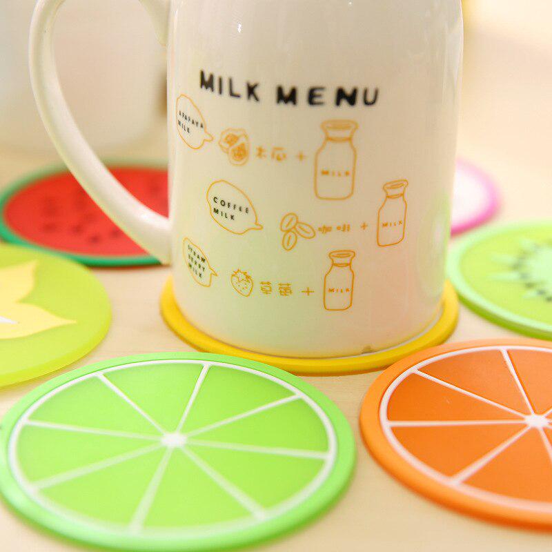 6 pcs Colorful Silicon Fruit Coaster Tea Cup mat Drink Holder