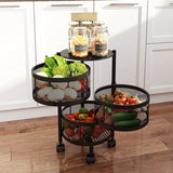 3-Tier Multifunctional Rotating Basket With Wheels