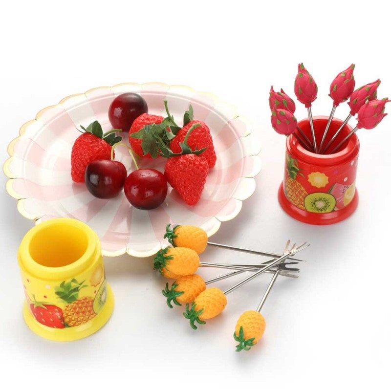 6 Pcs Mini Fruit Forks Stainless Steel