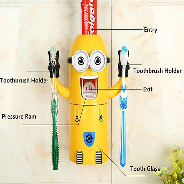 Minion Toothbrush Holder & Toothpaste Dispenser