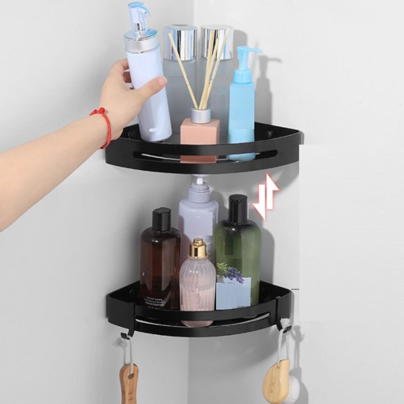 Aluminum Bathroom Shelf With Hooks