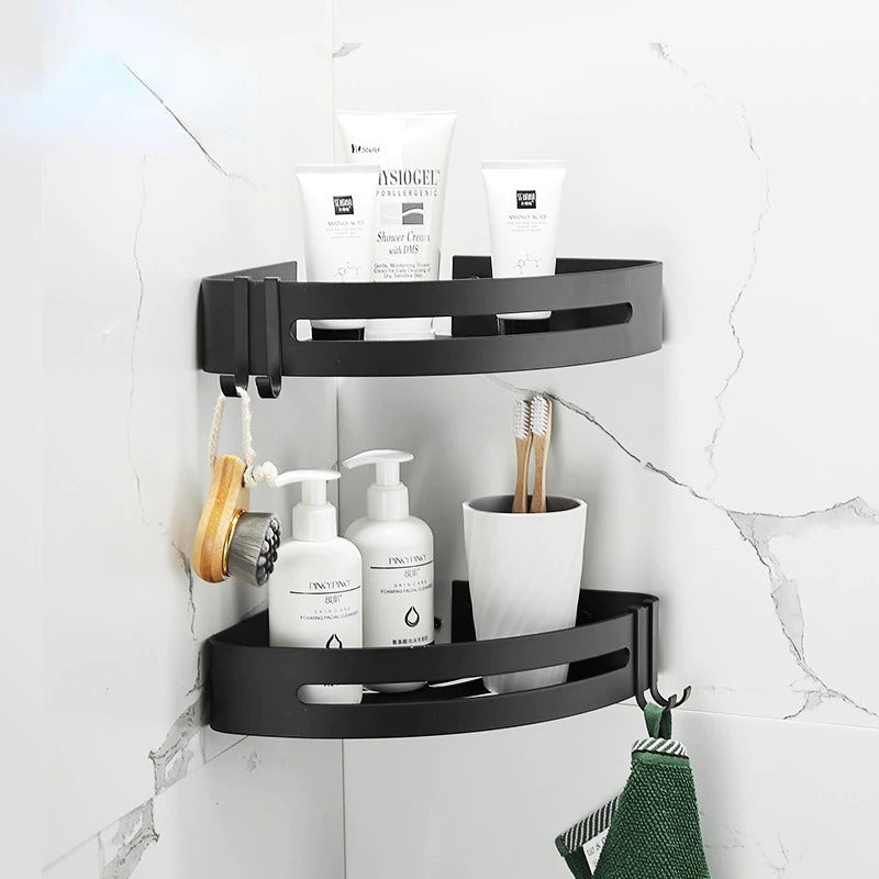 Aluminum Bathroom Shelf With Hooks