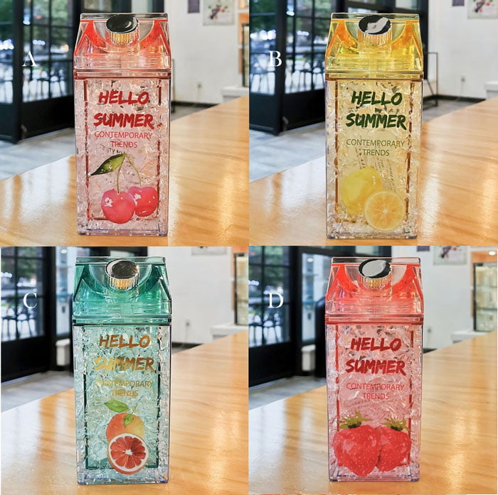 Hello Summer Straw Fashion Ice Fruit Water Bottle 430ML