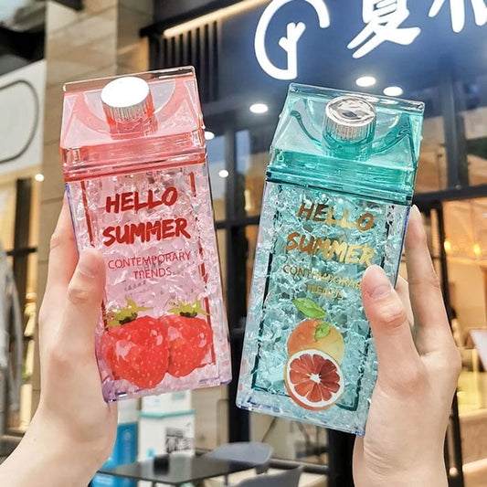 Hello Summer Straw Fashion Ice Fruit Water Bottle 430ML