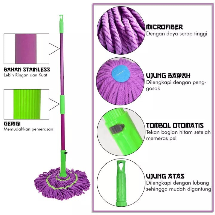 Easy Self Wringing Twist Mop,Microfiber Squeeze Mop