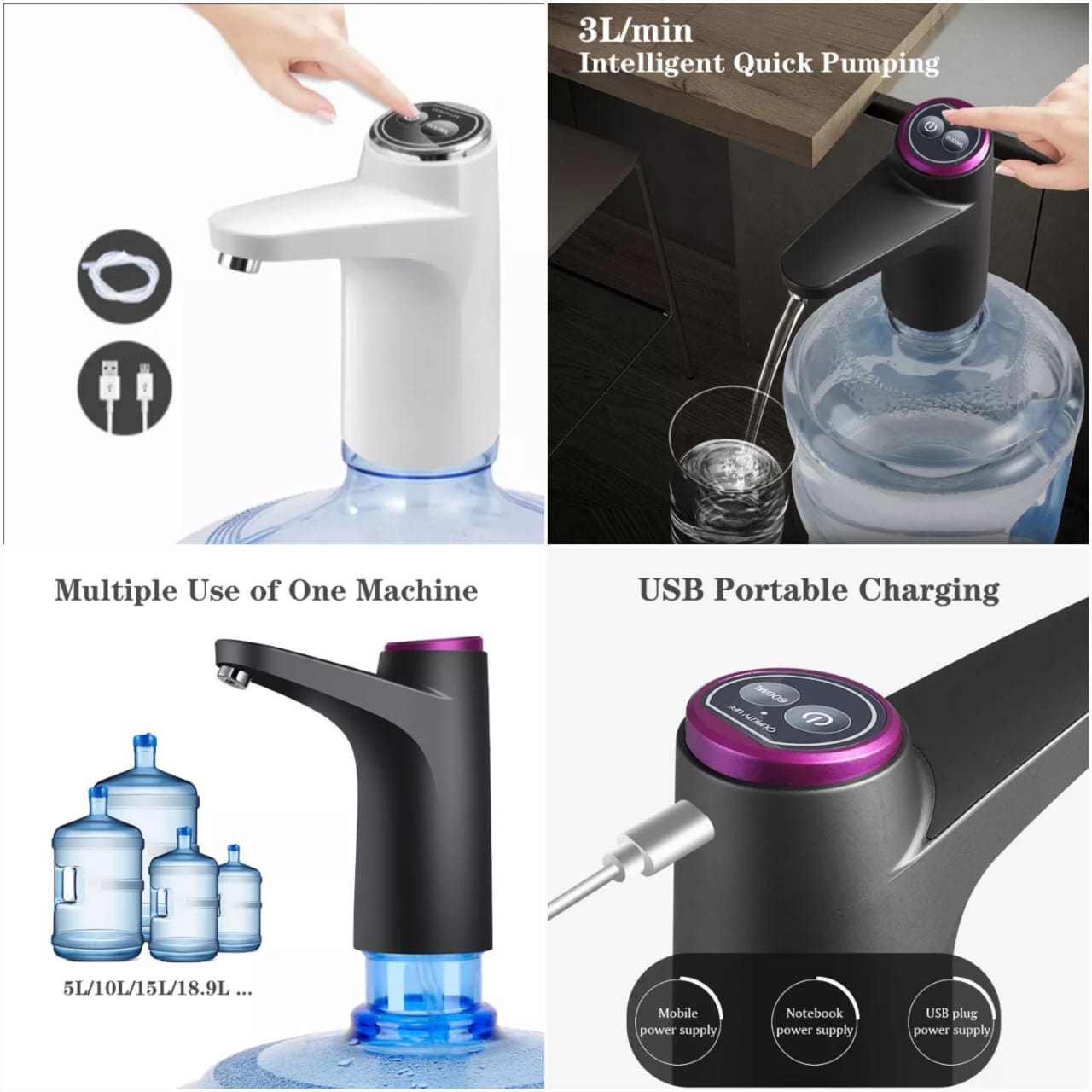 Auto Portable USB Wireless Electric Water Pump Bottle Dispenser