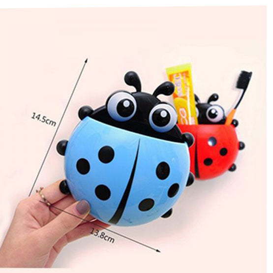 Creative Cute Cartoon Ladybug Mount Toothbrush Toothpaste Holder