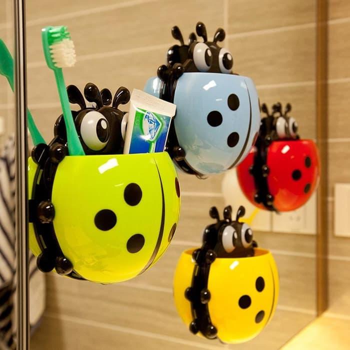 Creative Cute Cartoon Ladybug Mount Toothbrush Toothpaste Holder