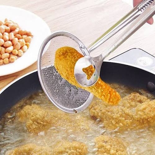Frying Tong With Strainer Stainless Steel