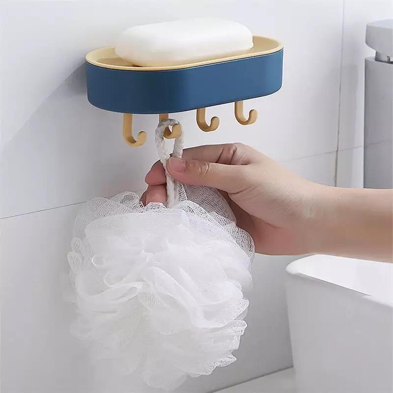 Double Layer Soap Holder with Hooks