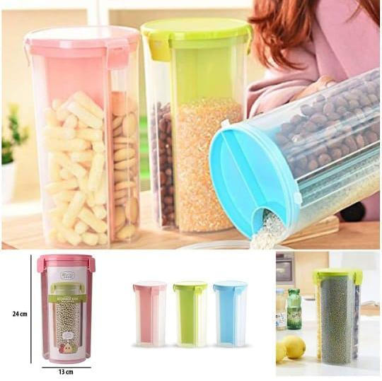 Plastic Food Storage Airtight Triple Partition Jar