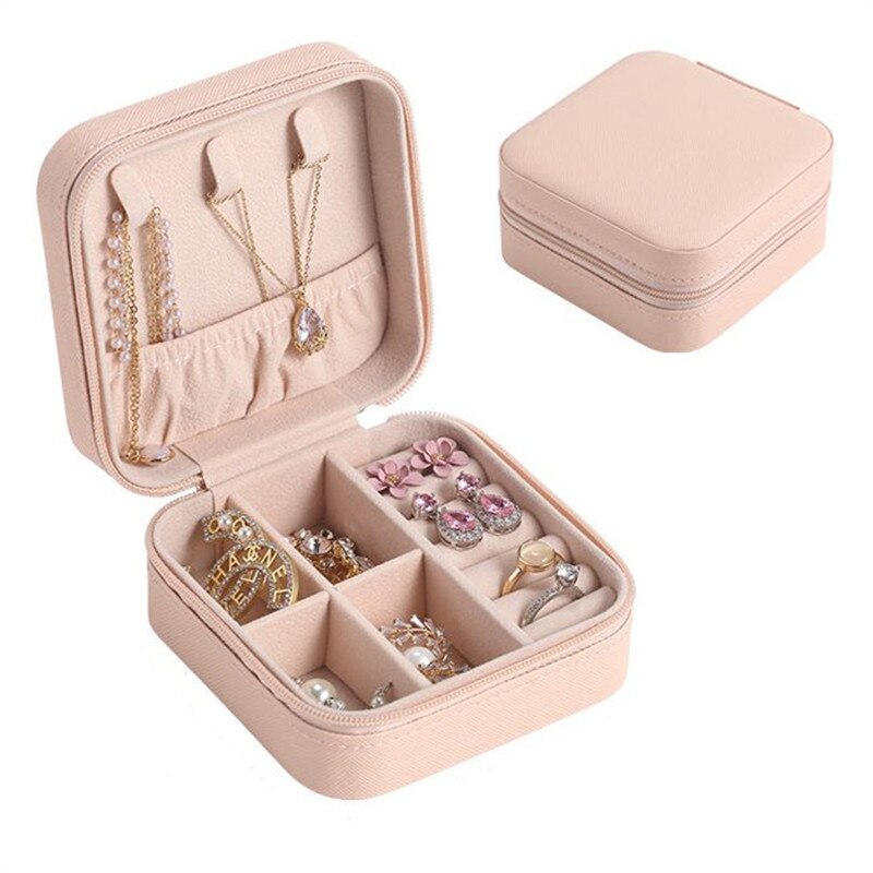 Travel Jewelry Box Organizer Mini Leather Storage Gift Case For Earring Necklace