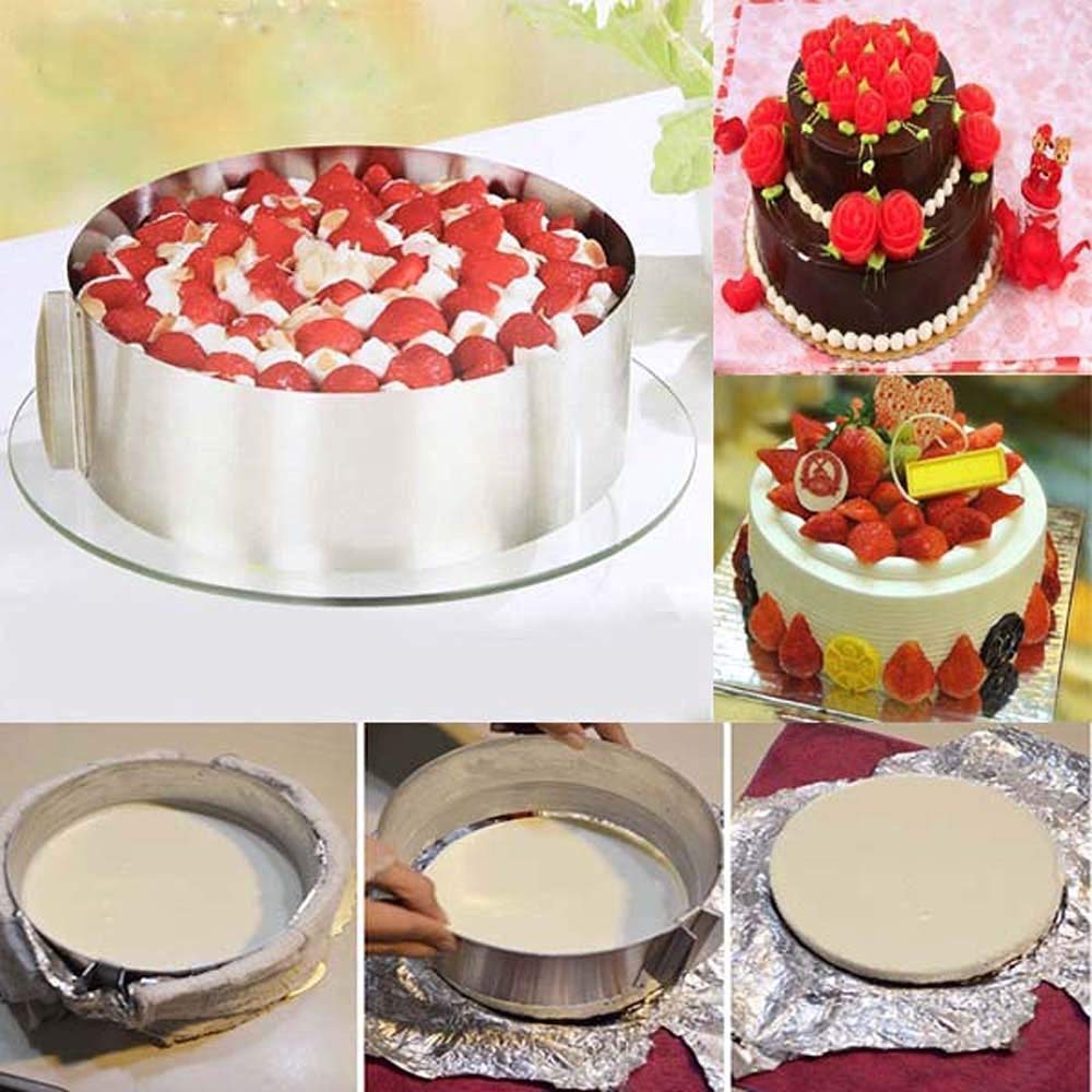 6-12 Inch Adjustable Stainless Steel Dessert Cake Mold Circle Baking Round Mousse Ring