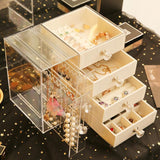 Jewelry Storage Box Earrings Display Stand Organizer Necklace Jewelry Display Cabinet Drawer Storage Rack Clear Plastic Box