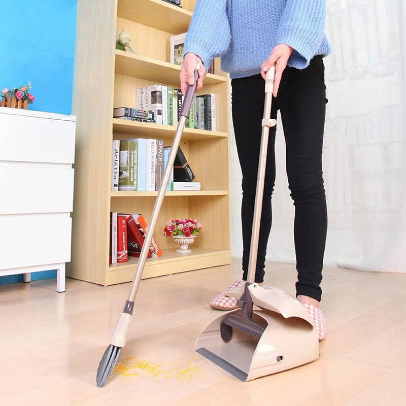 Eyliden Broom and Dustpan Set with Teeth and Long Handle cleaning kit