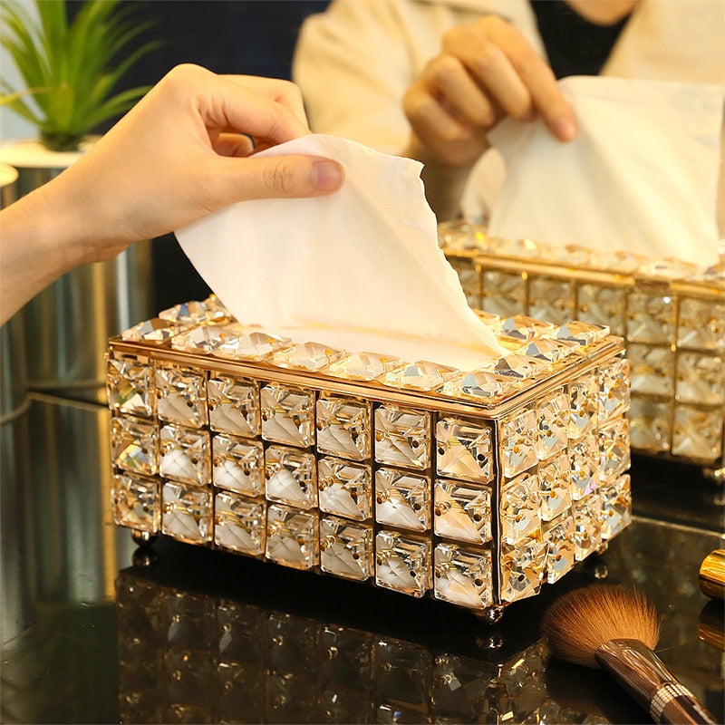 Rhinestone Tissue Box Paper Rack Office Table Accessories