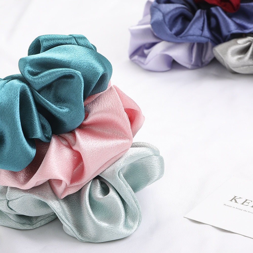 5pcs Satin Silk Scrunchies Women Elastic Rubber Hair Bands