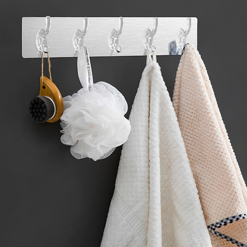 Transparent Wall Hooks Kitchen Bathroom Row Hooks