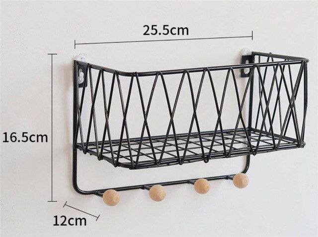 Iron Grid Wall Mounted Storage Basket