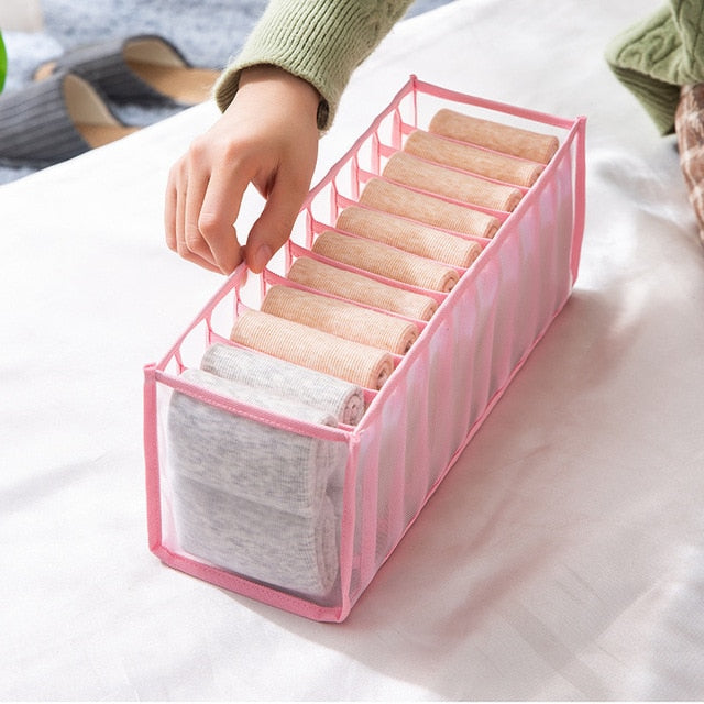 Dormitory closet organizer for socks home separated underwear storage box 7 grids jeans bra organizer foldable drawer organizer