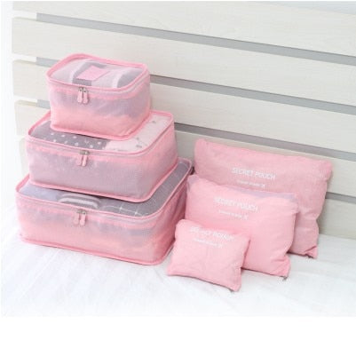 6pcs/set Travel Organizer Storage Bags Portable Luggage Organizer Clothes Tidy Pouch Suitcase Packing Cube Case