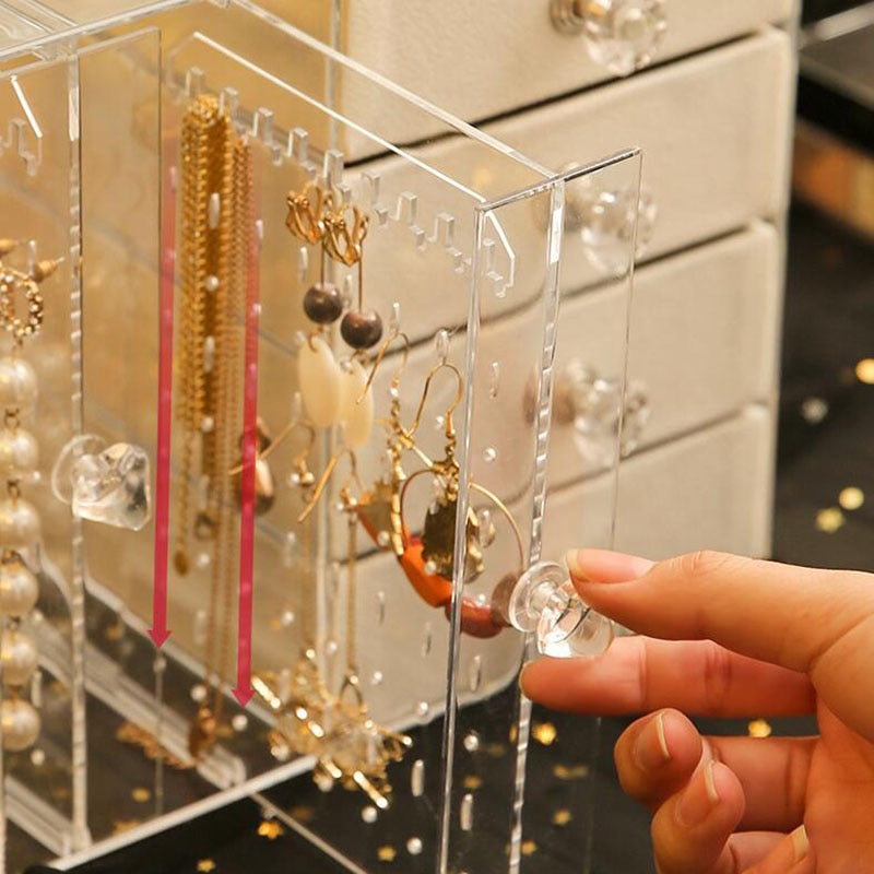 Jewelry Storage Box Earrings Display Stand Organizer Necklace Jewelry Display Cabinet Drawer Storage Rack Clear Plastic Box