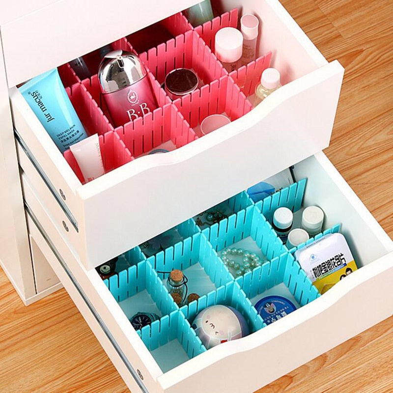 4pcs/lot Adjustable Drawer Separator Plastic DIY Divider Clapboard Household Space-saving Tool Underwear Socks Storage Organizer