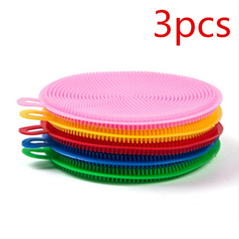 3pc Silicone Dish Washing Sponge Scrubber