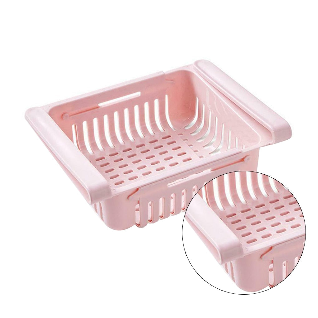 Telescopic Drawer Fridge Storage Box Slide Food Fruits Vegetables Organizer