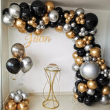 100pcs Chrome Silver Gold Balloons Arch Kit Black Balloon Garland